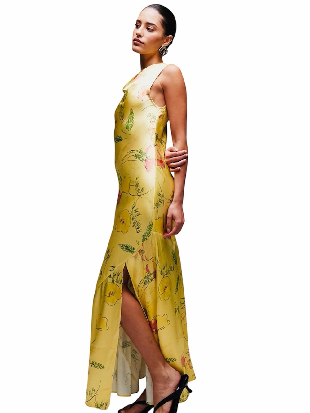 TOPSHOP NWT Drape neck maxi dress in lime
Visit  based floral | ASOS. Size 6.